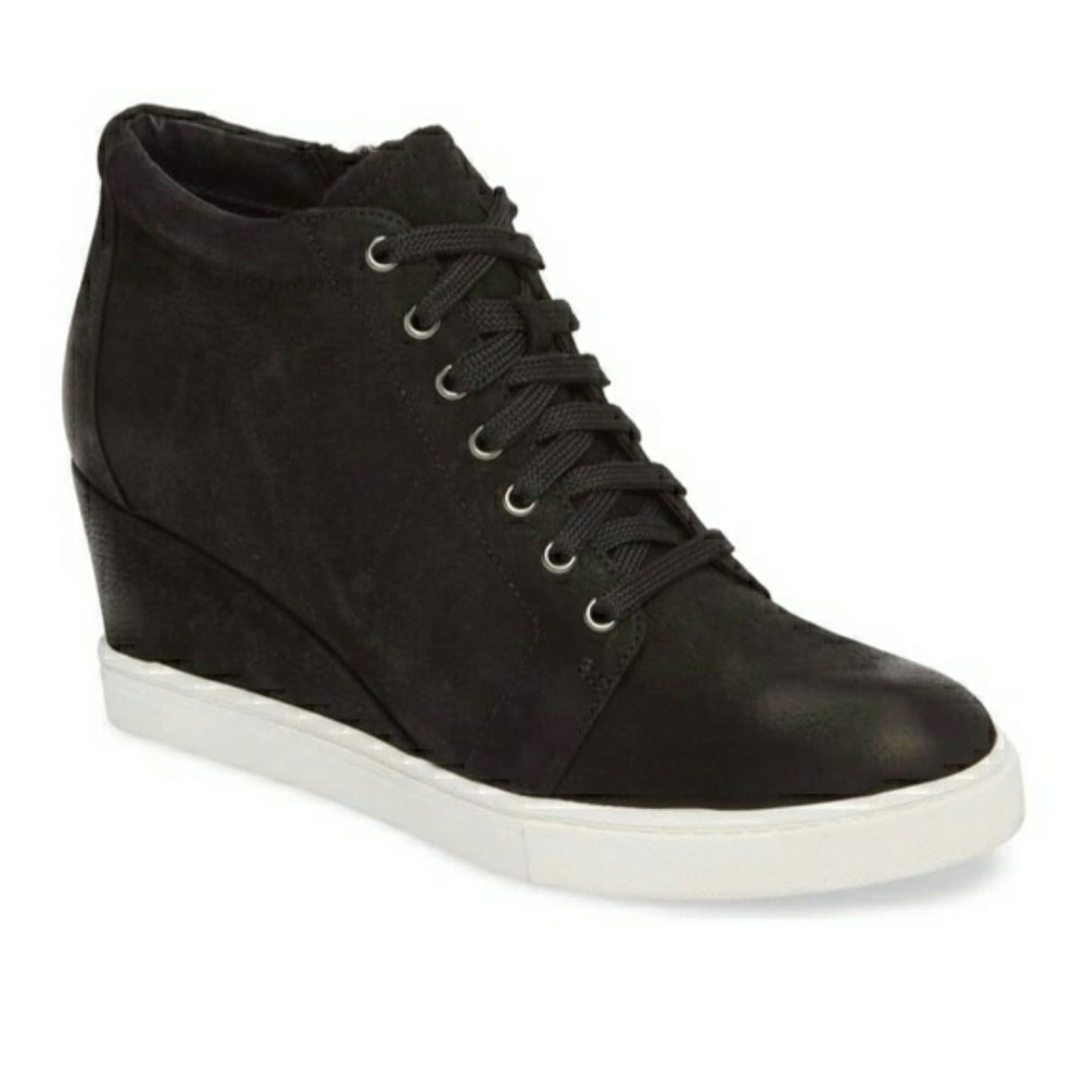 Caslon Wedge Sneaker in Black Leather